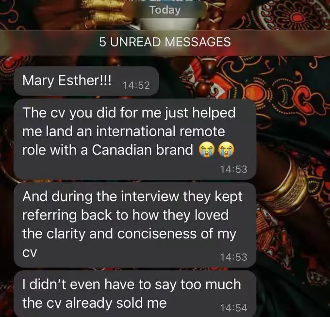 Message from someone who landed an international remote role after a CV review